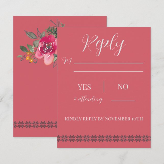 Bröllop på semester på stugan - svarsbrev inbjudningar (Fram/baksida)