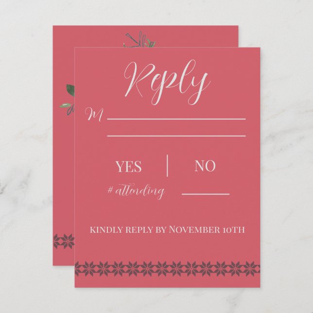 Bröllop på semester vid stugan - svarskort inbjudningar (Fram/baksida)