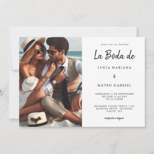 Bröllop på spanska Kalligrafi La Boda De Photo Inbjudningar