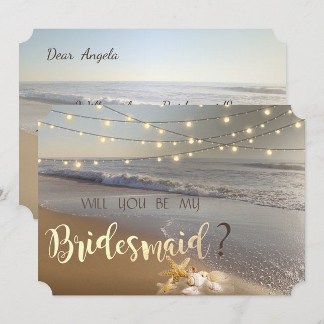 Bröllop på stranden Snigelskal Ljus  Brudtärna-kor Inbjudningar (Fram/baksida)