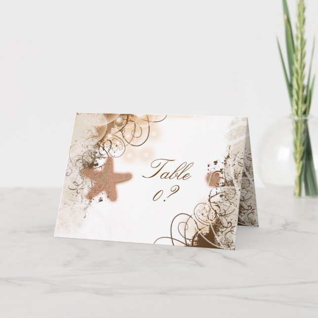 Bröllop på stranden tema ~ placering vid borden tack kort (Framsida)