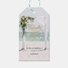 Bröllop på stranden Trädgårdsblommig tack-kort Presentetikett