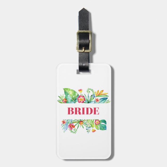 Bröllop på Tropisk Strand Destination Bagagebricka (Vertikal Framsida)