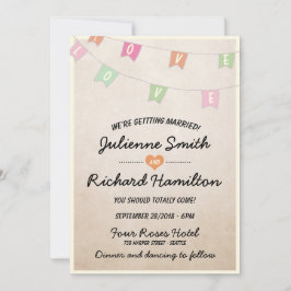 Bröllop på Vintage Bunting Banner Inbjudningar