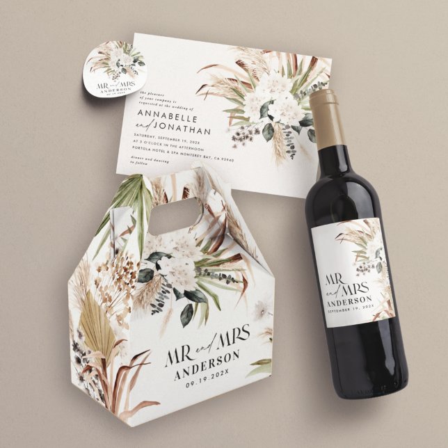 Bröllop Pampas eucalyptus modern boho party Presentaskar (Skapare uppladdad)