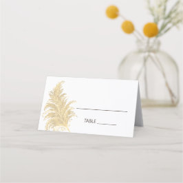 Bröllop Pampas Grass Tan on White Boho, sommar Placeringskort