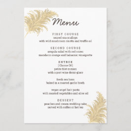 Bröllop Pampas Grass Tan on White Reception Meny