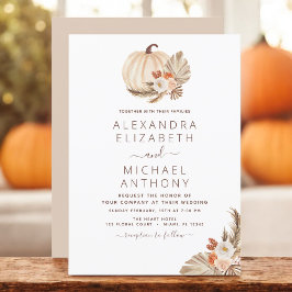 Bröllop Pampas Grass White Pumpkin Terracotta Inbjudningar