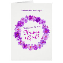 Bröllop pansy lila, blir du min blomma flicka? OBS kort