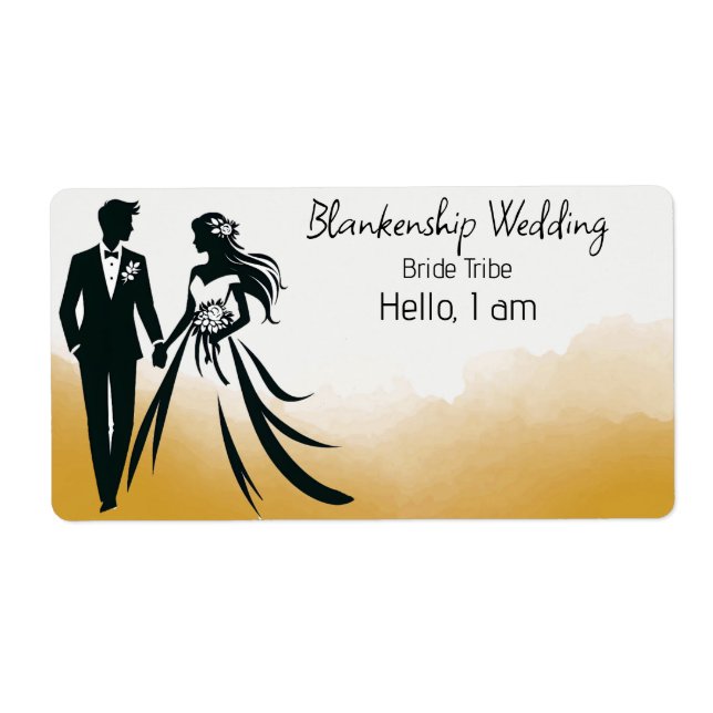 Bröllop par Abstrakt Bakgrundsetikett Namn bricka Fraktsedel (Framsidan)