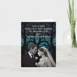 Bröllop par av pappert på blå livets träd inbjudan