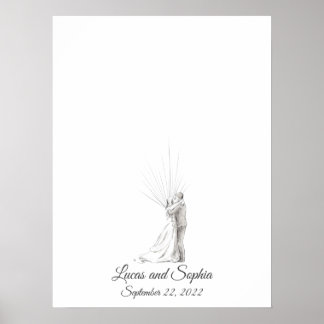 Bröllop par fingeravtrycksgäst Bok Poster