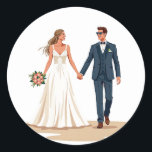 Bröllop par Holding Händer Sticker Runt Klistermärke<br><div class="desc">Perfekt för att fira deras speciella dag.</div>