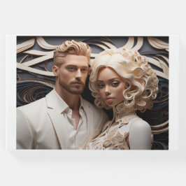 Bröllop par i vitt gästböcker