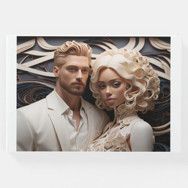 Bröllop par i vitt gästböcker (Framsida)