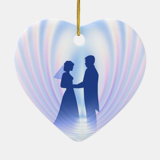 Bröllop par julgransprydnad keramik (Baksidan)