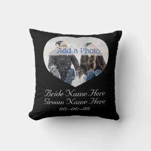 Bröllop par Modern Heart Photo Black and White Kudde