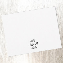 Bröllop par Monogram Elegant Botaniskt Anteckningskort