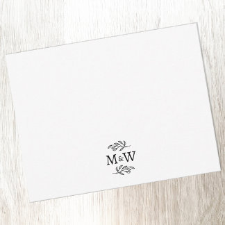 Bröllop par Monogram Elegant Botaniskt Anteckningskort