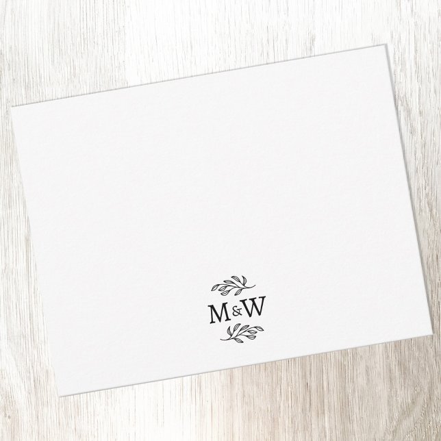 Bröllop par Monogram Elegant Botaniskt Anteckningskort (Modern wedding couple monogram personalized stationery note card)