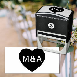 Bröllop par Monogram Kärlek Heart Självfärgande Stämpel
