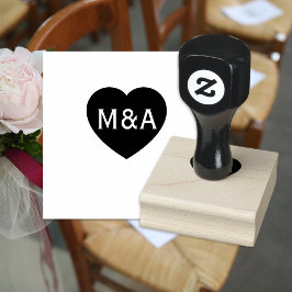 Bröllop par Monogram Kärlek Heart Stämpel