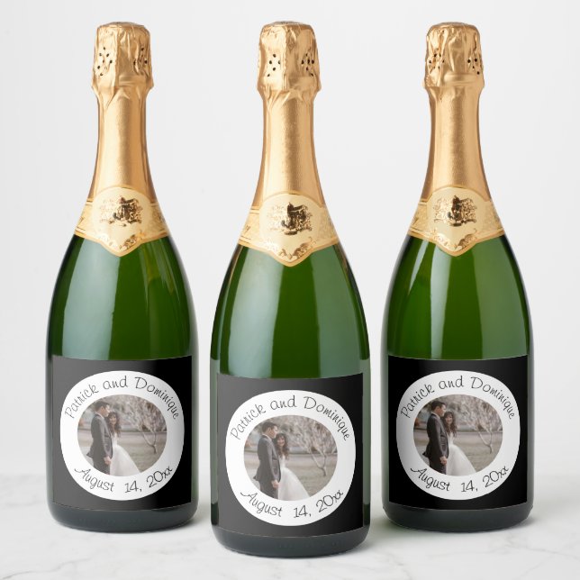 Bröllop par Namn datum Mat & dryck etikett set (Flaskor)