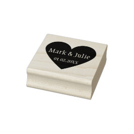 Bröllop par Namn och datum i hjärtat Art Frimärke Stämpel