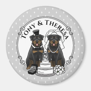 Bröllop par Rottweilers Bride och Groom Hundar Magnet