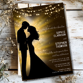 Bröllop par silhouette nattetid i bröllop inbjudningar