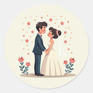 Bröllop par Sticker Runt Klistermärke