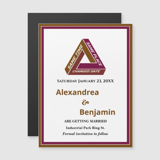 Bröllop-paret Spara datumändring Magnetiskt (Fram/baksida)