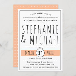 Bröllop pars dusch i modern typografi inbjudningar