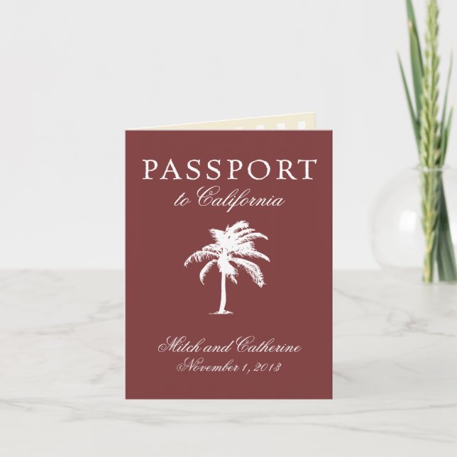 Bröllop Passport-inbjudan till Kalifornien Inbjudan (Framsida)