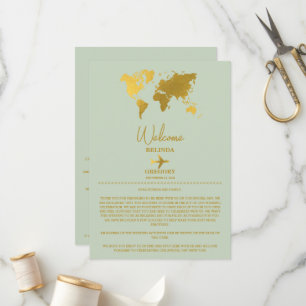 Bröllop Passport Sage Grönt Guld Itinerary Program