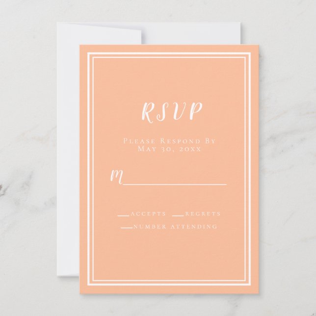 Bröllop Peach Modern Elegant OSA-djurutrymmeskort (Framsida)