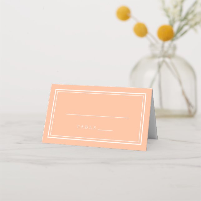Bröllop Peach & White Simple Modern Place Card Placeringskort (Framsida)