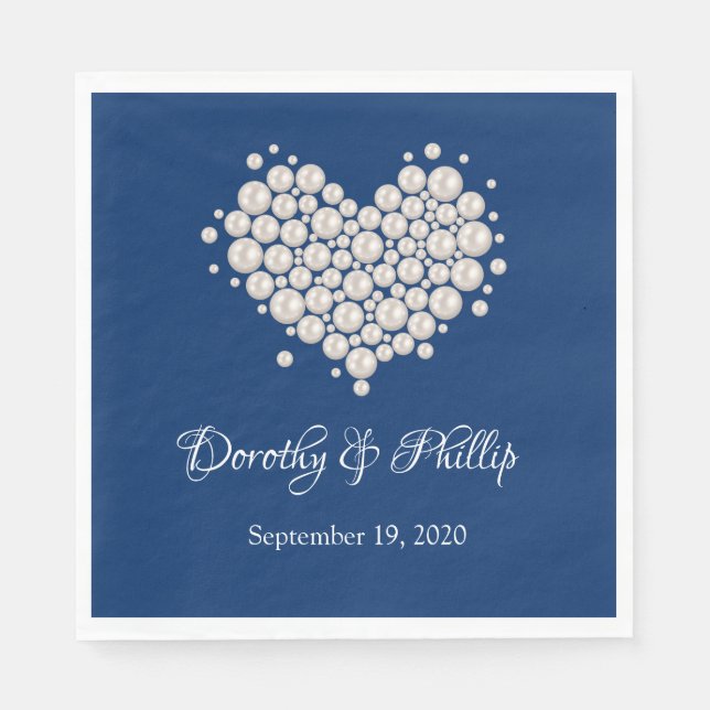 Bröllop Pearl Heart Pappra blöjor Pappersservett (Framsidan)