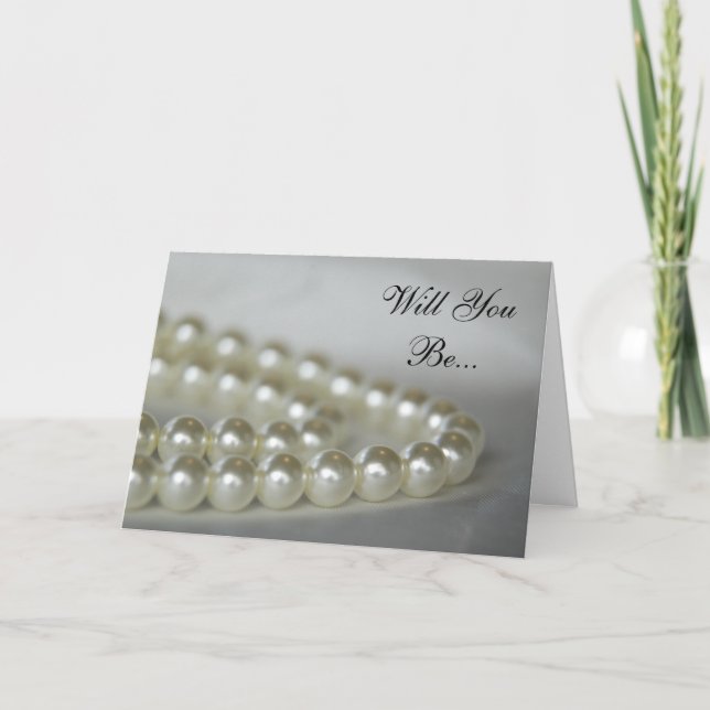 Bröllop Pearls kommer du att bli min bridesmaid Inbjudan (Framsida)