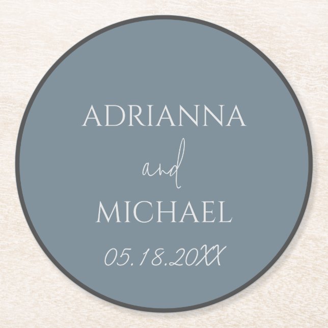 Bröllop Peles Namn och datumslapp Underlägg Papper Rund (Framsidan)