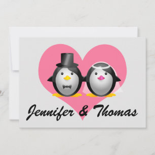 Bröllop Penguins, Jennifer och Thomas Inbjudningar