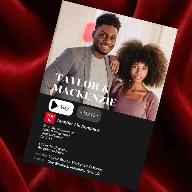 Bröllop Personlig Movie Synopsis Photo Inbjudningar (Your Personalized Movie Synopsis Photo Invitations by Ricaso. Novelty wedding invites for movie fans)