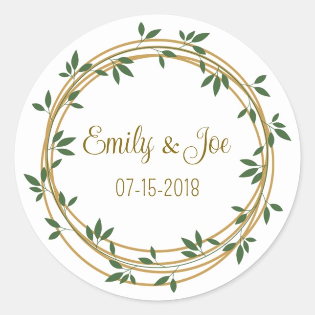 Bröllop personlig runt klistermärke (Framsida)