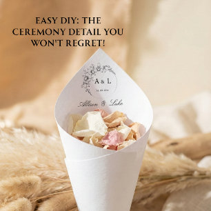 Bröllop Petal Toss Cone Monogram Ceremony-sändning
