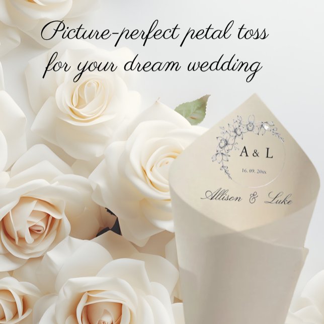 Bröllop Petal Toss Cone Monogram Ceremony-sändning (petal toss cones ceremony petal cone bags for flower confetti petal cones holders)