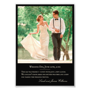 Bröllop Photo Anpassningsbar Quote Monogram Black Fototryck