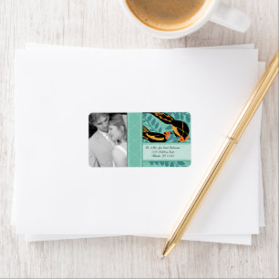 Bröllop Photo Art Deco Bird OSA eller Tack Adressetikett