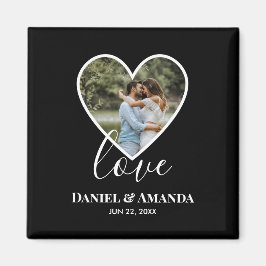 Bröllop Photo Black Heart Ram Modern Calligraphy Magnet