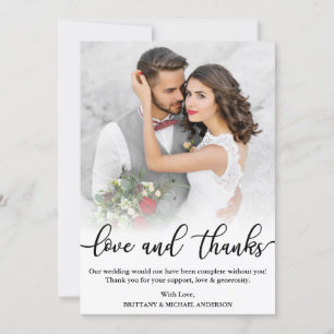 Bröllop Photo Black Script Kärlek och tackkort Tack Kort