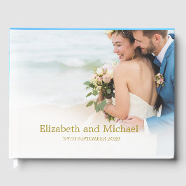 Bröllop Photo Blue Beach Ocean Elegant bröllop Gästböcker